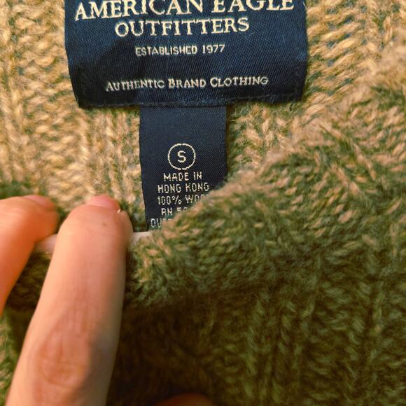 Vintage American Eagle Outfitters wool cable knit fishermans sweater small mens - Picture 5 of 6